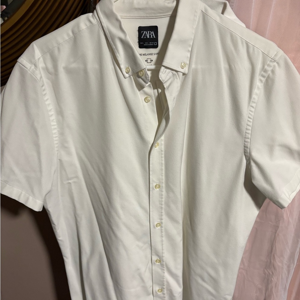 Zara Men's Classic White Button-Down Shirt